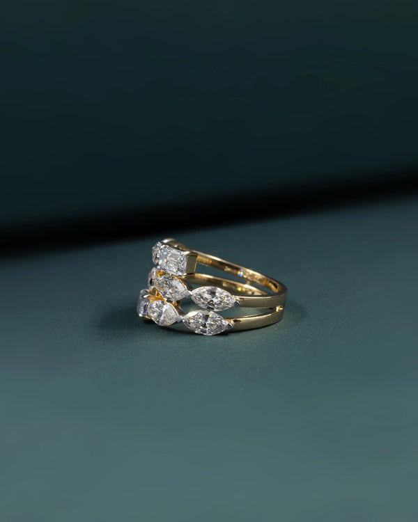 3.54 CT Pear & Emerald Cut CVD Lab-Grown Diamond Open Wrap Ring