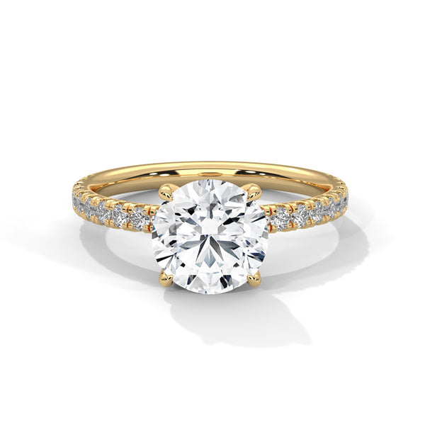 2.47 CT Round Cut Lab-Grown Diamond Pavé Engagement Ring