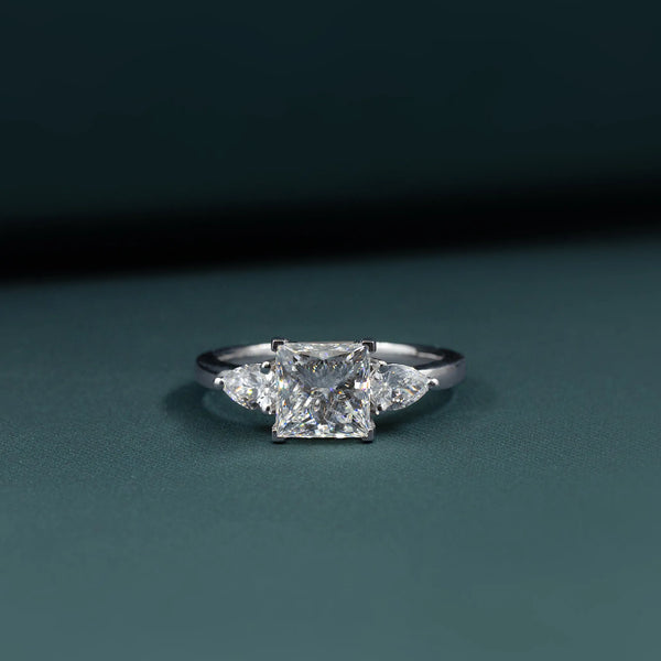 2.81 CTW Three Stone Princess & Pear Cut Lab-Grown Diamond Engagement Ring