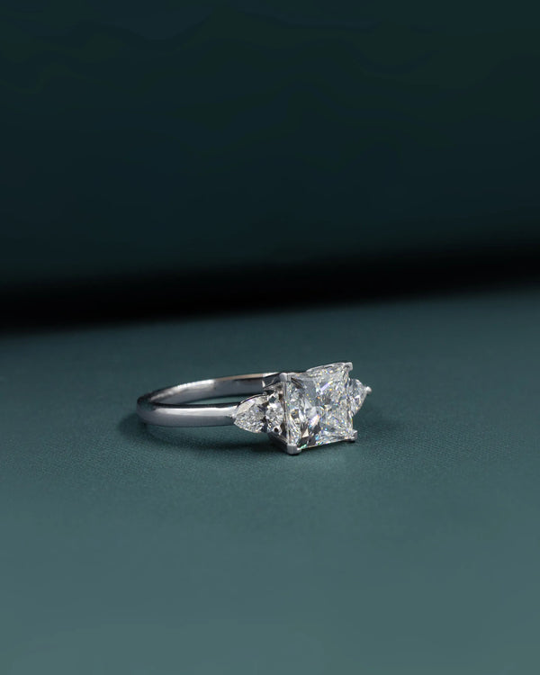 2.81 CTW Three Stone Princess & Pear Cut Lab-Grown Diamond Engagement Ring