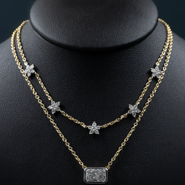 2.67 CTW Pear & Emerald Cut CVD Lab-Grown Diamond Layered Necklace