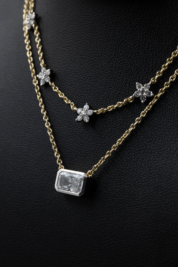 2.67 CTW Pear & Emerald Cut CVD Lab-Grown Diamond Layered Necklace