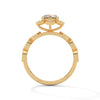 1.22 CT Round Cut Lab-Grown Diamond Floral Halo Engagement Ring with Milgrain Pavé Band
