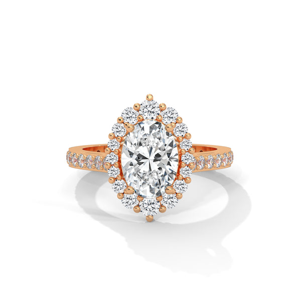 2.04 CT Oval Cut Lab-Grown Diamond Halo Engagement Ring with Pavé Band