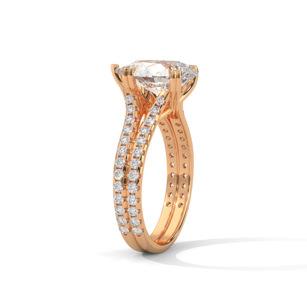 3.77 CT Pear Cut Lab-Grown Diamond Split Shank Pavé Engagement Ring