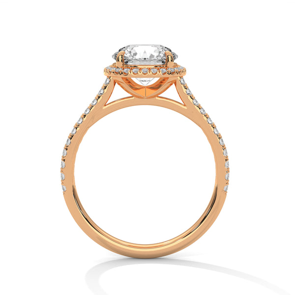 2.36 CT Total Round Cut Lab-Grown Diamond Cushion Halo Engagement Ring