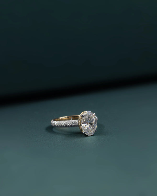 2.62 CTW Oval CVD Lab-Grown Diamond Pavé Solitaire Engagement Ring