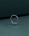 1.32 CT Pear Cut Blue CVD Lab-Grown Diamond Three Stone Ring