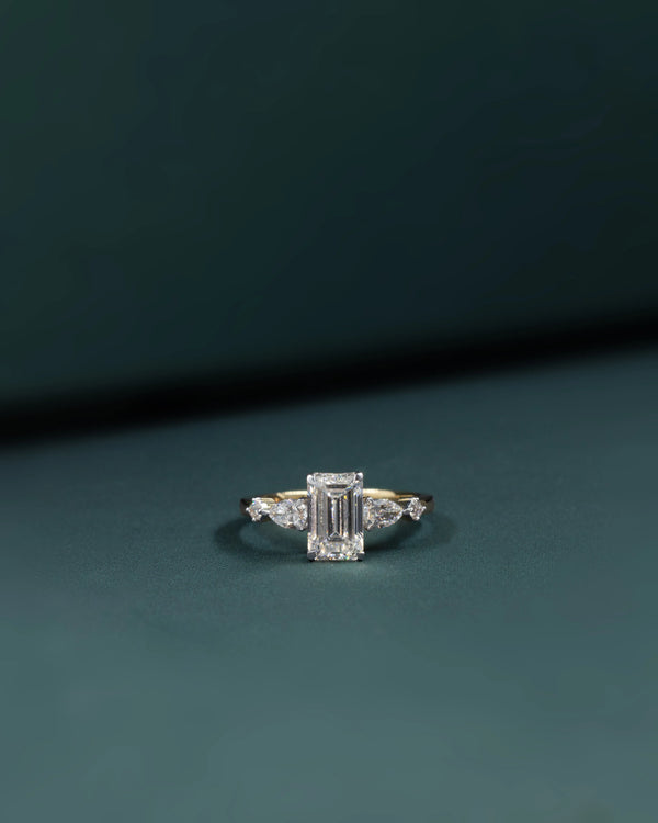 2.43 CT Emerald Cut Three Stone CVD Lab-Grown Diamond Engagement Ring