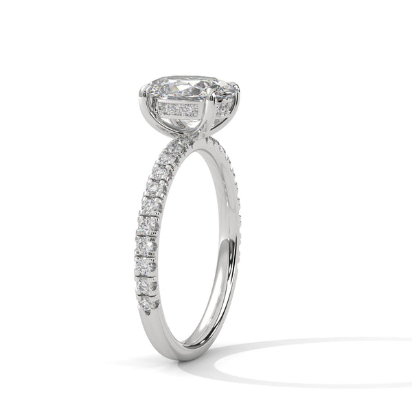 2.46 CT Oval Cut Lab-Grown Diamond Halo Engagement Ring with Pavé Band