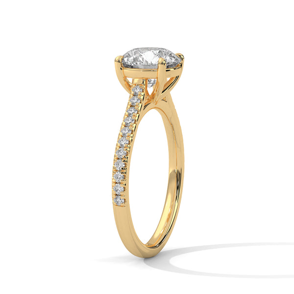 2.22 CT Round Cut Lab-Grown Diamond Pave Engagement Ring