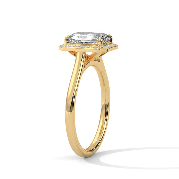 1.90 CT Emerald Cut Lab-Grown Diamond Halo Engagement Ring