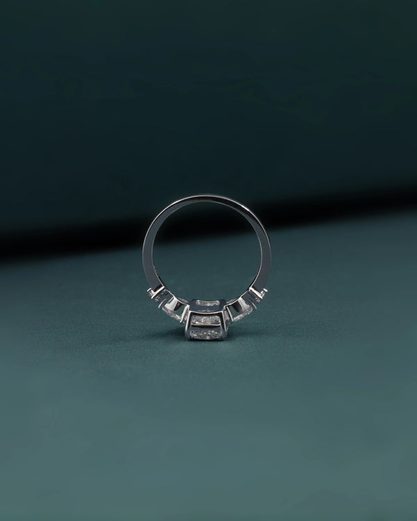 2.37 CTW Radiant Cut & Pear Side Stone Lab-Grown Diamond Three Stone Ring