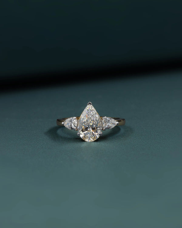 2.41 Carat Pear Cut Three-Stone CVD Lab-Grown Diamond Ring