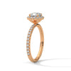 1.41 CT Cushion Cut Lab-Grown Diamond Halo Ring with Pavé Band
