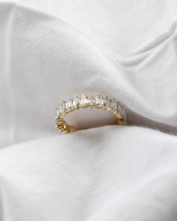 2.20 CT Emerald & Marquise Cut CVD Lab-Grown Diamond Eternity Band Ring