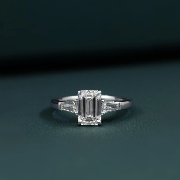 2.36 CTW Emerald Cut Three Stone Lab-Grown Diamond Engagement Ring