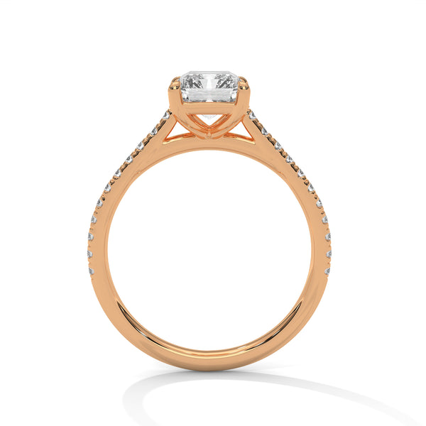 1.97 CT Emerald Cut Lab-Grown Diamond Pave Engagement Ring