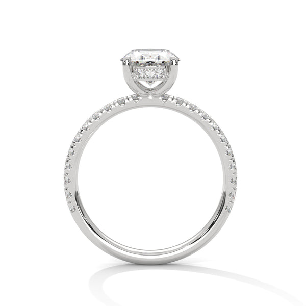 2.46 CT Oval Cut Lab-Grown Diamond Halo Engagement Ring with Pavé Band