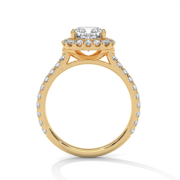 2.61 CT Cushion Cut Lab-Grown Diamond Halo Engagement Ring