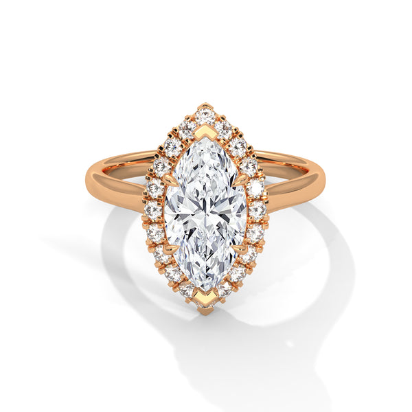 2.36 CT Marquise Cut Lab-Grown Diamond Halo Ring