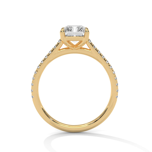 1.97 CT Emerald Cut Lab-Grown Diamond Pave Engagement Ring
