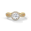1.48 CT Round Cut Lab-Grown Diamond Halo Ring with Twisted Pavé Band