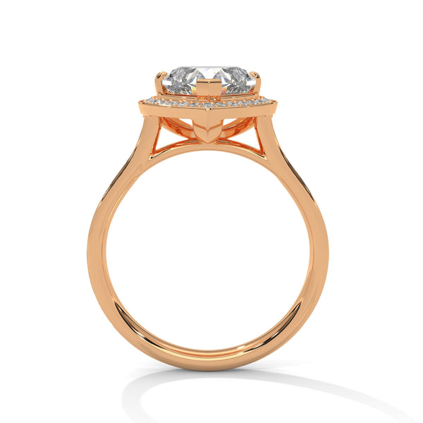 2.46 CT Heart Shape Lab-Grown Diamond Halo Ring with Pavé Band