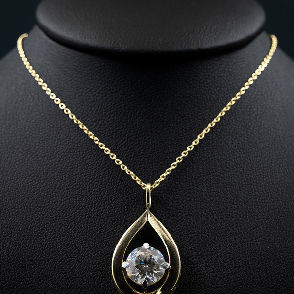 2.48 CT Round Cut Lab-Grown Diamond Teardrop Pendant Necklace