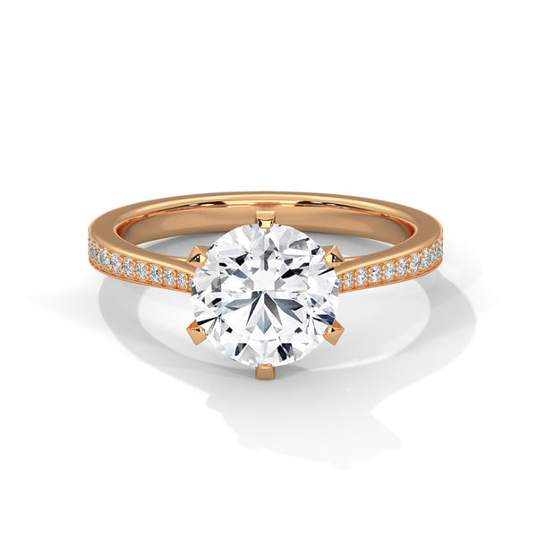 2.22 CT Total Round Lab-Grown Diamond Solitaire Ring with Pave Band
