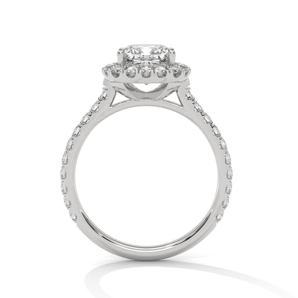 2.61 CT Cushion Cut Lab-Grown Diamond Halo Engagement Ring
