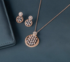 2.95 CT Pear & Round Lab-Grown Diamond Halo Disc Pendant & Earring Set