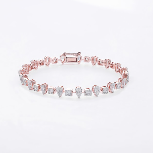 7.45 CT Pear & Round Lab-Grown Diamond Tennis Bracelet
