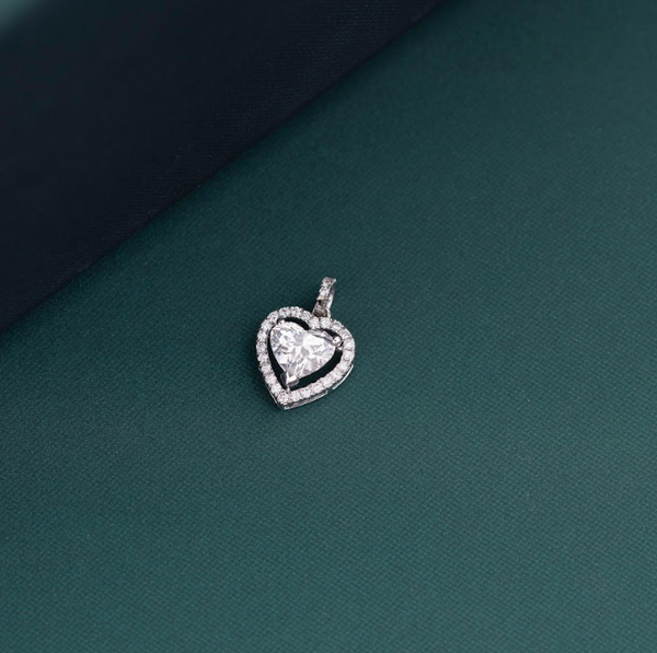 1.16 CTW Heart Shape Halo Lab-Grown Diamond Pendant