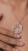 4.01 CT Round & Pear Lab-Grown Diamond Vintage Circle Pendant & Earring Set