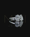 2.74 CT Pear & Oval Lab-Grown Diamond Two Stone Ring