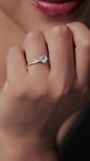 1.14 CT Total Heart Lab-Grown Diamond Engagement Ring with Pavé Band
