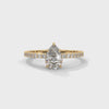 1.50 CT Pear & Round Lab-Grown Diamond Solitaire Ring with Pavé Band