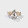 3.77 CT Pear Cut Lab-Grown Diamond Split Shank Pavé Engagement Ring