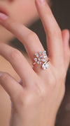 1.96 CT Total Emerald & Pear Lab-Grown Diamond Floral Wrap Ring