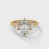 1.85 CT Marquise Cut Lab-Grown Diamond Three-Stone Ring with Emerald & Round Accents