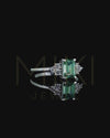1.28 CTW Emerald & Pear Cut CVD Lab-Grown Diamond Three Stone Ring