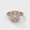 3.33 CT Radiant Cut Halo Lab-Grown Diamond Ring with Round Accent Diamonds