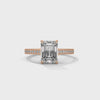 2.21 CT Total Emerald Cut Lab-Grown Diamond Solitaire Ring with Pave Band